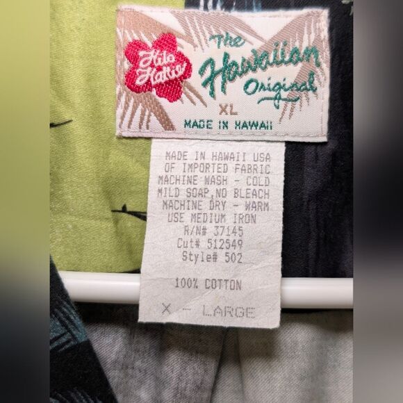 Vintage Hilo Hattie Hawaiian Shirt XL Blue Floral Cotton Aloha Made In USA 90s - Picture 4 of 7